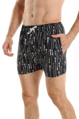 Zipper Pattern Soft Swim Short - Black & White