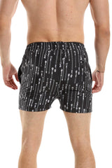 Zipper Pattern Soft Swim Short - Black & White