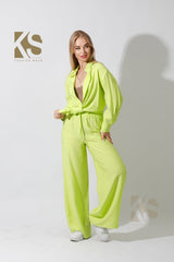 Long Shirt & Wide Leg Trousers Set