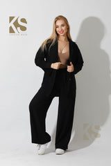 Long Shirt & Wide Leg Trousers Set