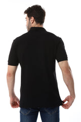قميص بولو بياقة مقلوبة بنمط بيكيه - أسود