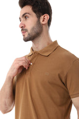 Pique Pattern Turn Down Collar Polo Shirt