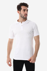 Pique Pattern Turn Down Collar Polo Shirt