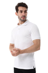 Pique Pattern Turn Down Collar Polo Shirt