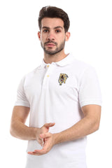 Stitched Chest Logo Pique Patterned Polo Shirt - Red