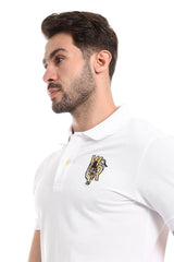 Stitched Chest Logo Pique Patterned Polo Shirt - Red