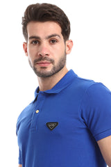 Pique Pattern Turn Down Collar Polo Shirt