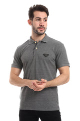 Pique Pattern Turn Down Collar Polo Shirt