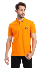 Pique Pattern Turn Down Collar Polo Shirt