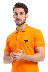 Pique Pattern Turn Down Collar Polo Shirt