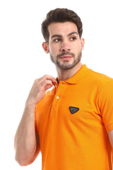 Pique Pattern Turn Down Collar Polo Shirt