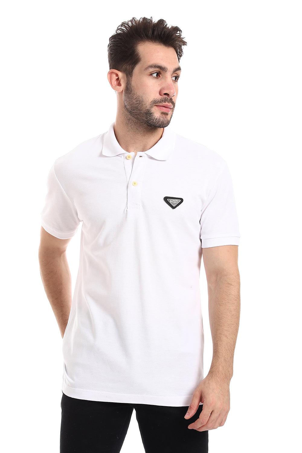 Pique Pattern Turn Down Collar Polo Shirt