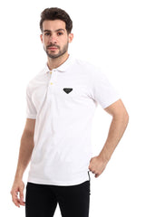 Pique Pattern Turn Down Collar Polo Shirt