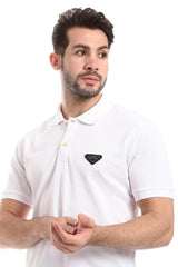 Pique Pattern Turn Down Collar Polo Shirt