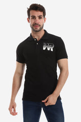 Side Stitched Patch Cotton Polo Shirt