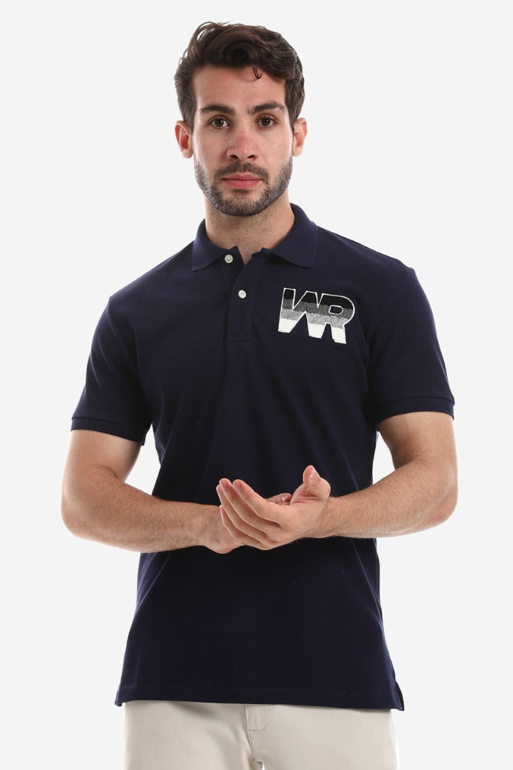 Side Stitched Patch Cotton Polo Shirt