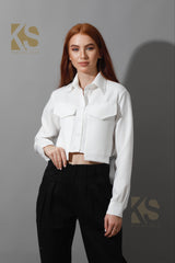 Pockets Cropped Shirt