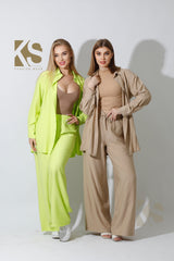 Long Shirt & Wide Leg Trousers Set