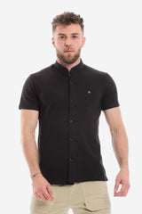 Mandarin Collar Half Sleeves Button Down Shirt