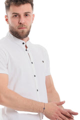 Mandarin Collar Half Sleeves Button Down Shirt