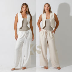 Vest & Lose Tied Pants Set