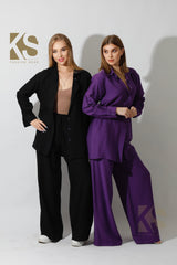 Long Shirt & Wide Leg Trousers Set