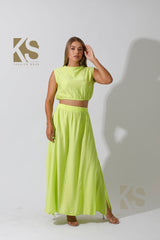 Maxi Side Slite Skirt Set