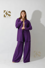 Long Shirt & Wide Leg Trousers Set