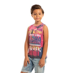 Kids California beach Printed Tank Top- Coral