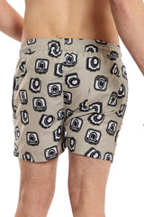 Back Pocket Cameras Patterned Swimshort - Neutrals, White & Black