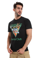 Chest Triangular "Casablance Tennis Club" Black Tee