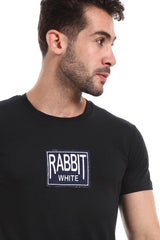 "White Rabbit" Stitched Patch Black T-Shirt