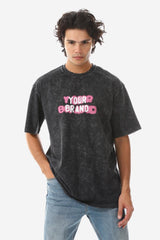 Tye-Die Heather Black Printed T-Shirt