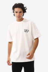 Badge & Back Prints White T-Shirt