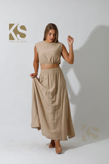 Maxi Side Slite Skirt Set