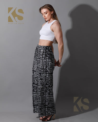 Printed Wide Leg Trousers