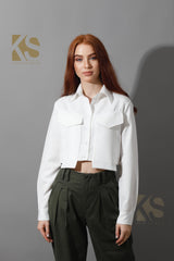 Pockets Cropped Shirt