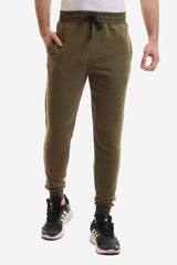 Fully Ribbed Plain Sweatpants - Olive