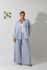 Co-Ord Wide Leg trousers & Lose Shirt Striped