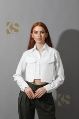 Pockets Cropped Shirt