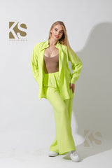 Long Shirt & Wide Leg Trousers Set