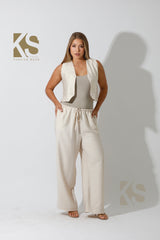 Vest & Lose Tied Pants Set