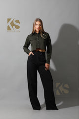 Pockets Cropped Shirt