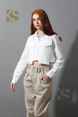 Pockets Cropped Shirt