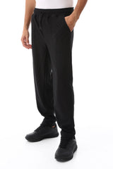 Ribbed Comfy Elastic Black Joggers