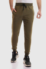 Fully Ribbed Plain Sweatpants - Olive