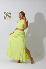 Maxi Side Slite Skirt Set