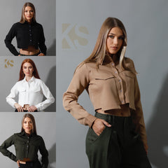 Pockets Cropped Shirt