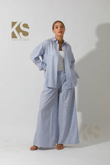 Co-Ord Wide Leg trousers & Lose Shirt Striped