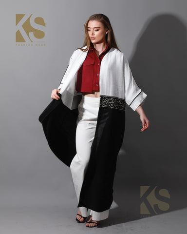 Double Colored Arabic Kaftan - Black & White